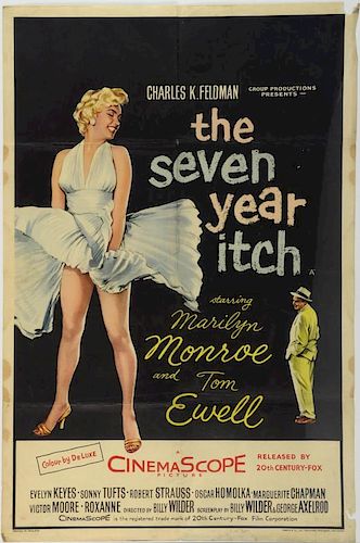 The Seven Year Itch (1955) British Double Crown film poster, starring Marilyn Monroe, directed by Billy Wilder, 20th Century 