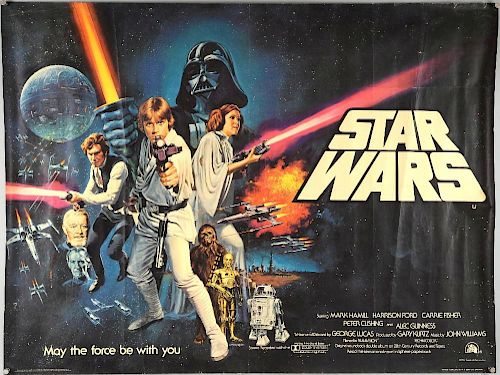 Star Wars (1977) British Quad film poster, Pre Academy Awards, Style C, directed by George Lucas, artwork by Tom Chantrell, 2