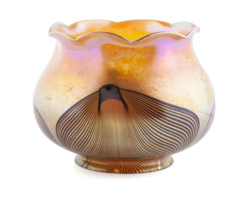 ART GLASS SHADE IN THE MANNER OF QUEZAL