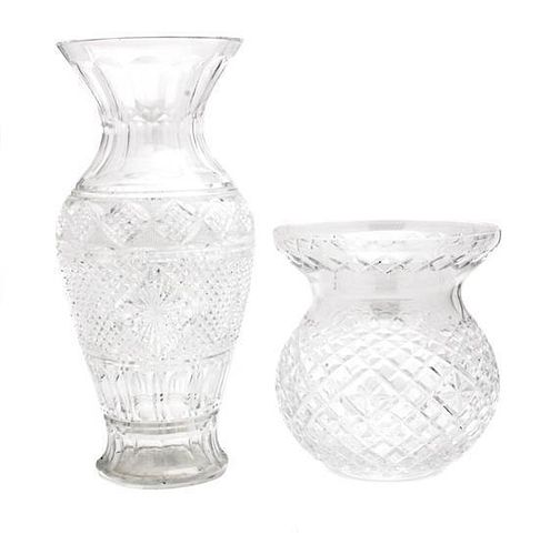 Two Waterford Glass Vases, Height of tallest 15 7/8 inches.