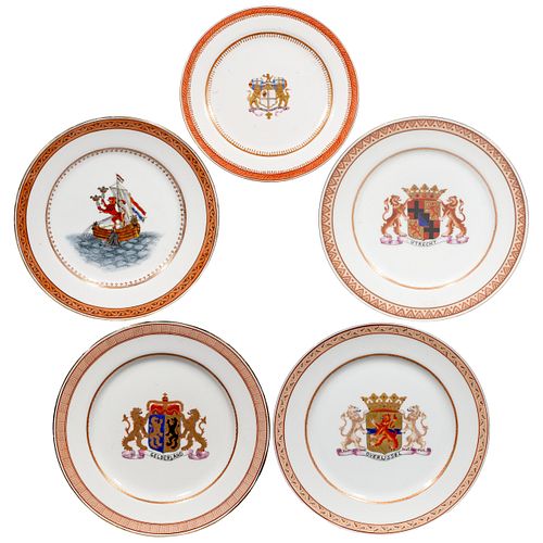 Chinese Export Armorial Porcelain Plate Assortment