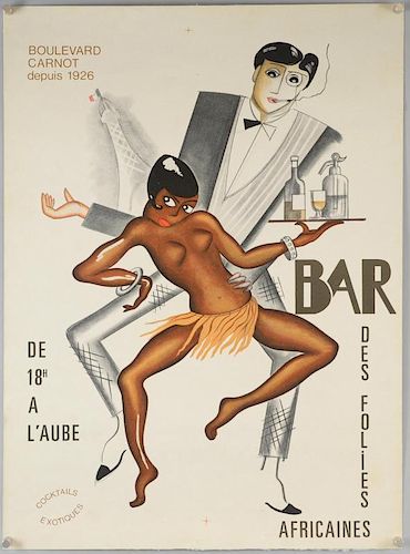 Josephine Baker (1926) Bar Des Folies Africaines, Boulevard Carnot Depuis 1926 (possibly printed later), Cocktails Exotiques,