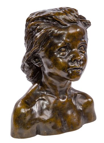 Camille Claudel (French, 1864-1943) 'La Petite Chatelaine' Patinated Bronze Bust