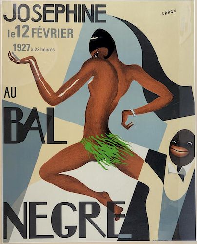 Josephine Baker (1927) Au Bal Negre, le 12 Fevrier 1927 a 22 heures, artwork by CARON, printed by M. Ducelier Imp. Paris 1927