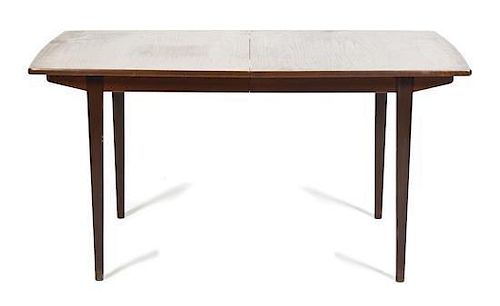 A Mid-Century Extension Table, Height 28 3/4 x width 96 inches x width 35 1/2 inches (with leaves).