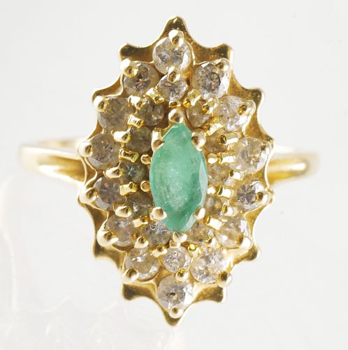 Vintage 14K Emerald and Diamond Ring