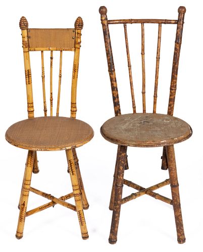 ANTIQUE VICTORIAN BAMBOO SIDE CHAIRS, LOT OF TWO