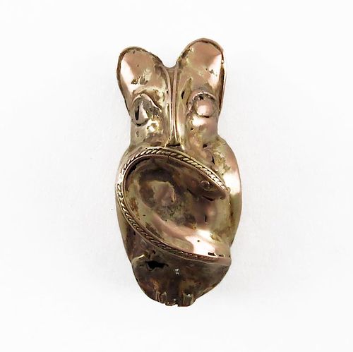Pre-Columbian Tumbaga (Gold/Copper Alloy) Owl with Snake Pendant/Adornment