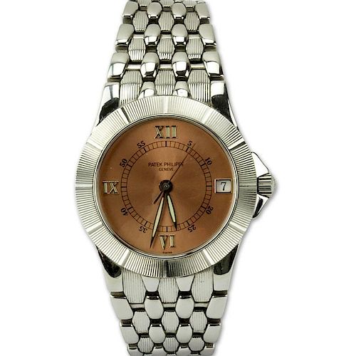 Man's Circa 1997 Patek Philippe Neptune 5080/1 Stainless Steel Automatic Movement Bracelet Watch with Copper-colored Dial wit