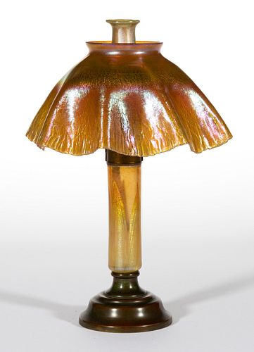 TIFFANY FAVRILE ART GLASS CANDLE LAMP