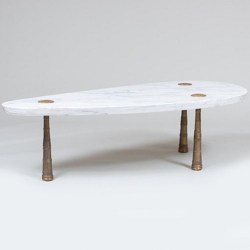 Modern Bronze and Marble Low Table