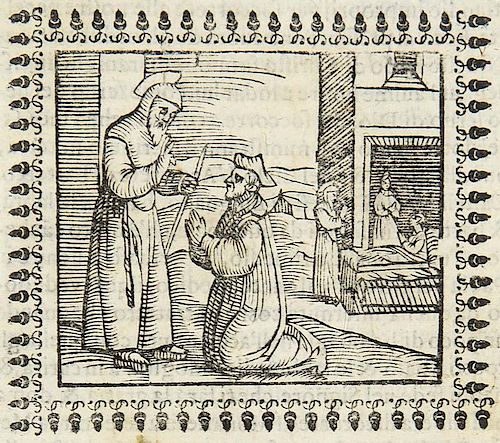 Regio, PaoloVita miracoli et morte di San Francesco di Paola. Mit Druckermarke und 43 halbseitigen Holzschnitten. Venedig, F