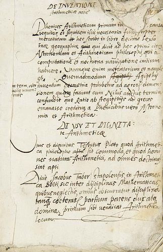Scheubel, JCompendium arithmeticae artis. Basel, J. Kuendig (Parcus) fur J. Oporinus, 1560. 193 S., 6 Bl. Pgt. d. Zt. unter