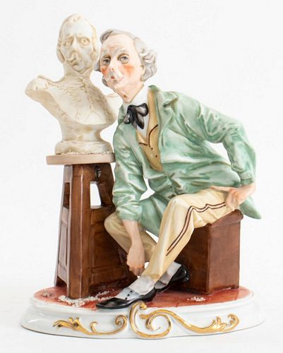 Giuseppe Cappe (Italian, 1921-2008) for Capodimonte "The Sculptor" porcelain figure depicting a seated sculptor making his self-portrait, produced bet