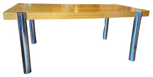 Design International Canada Mid Century Chrome and Wood Desk