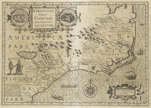 Virginiae Item et Floridae America Provinciarum, nova descriptio. Kupferstichkarte aus G. Mercators "Cosmographia". Amsterdam