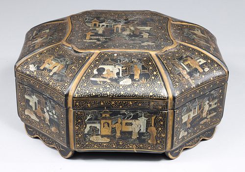 Large Chinese Gilt Lacquer Covered Wood Box