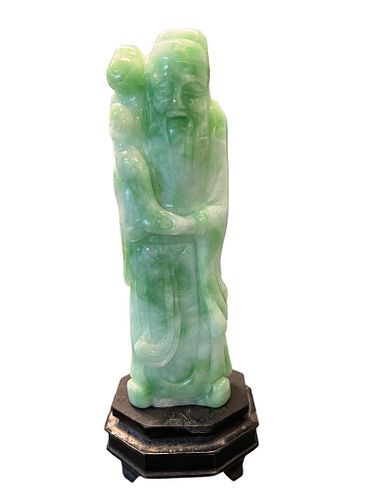 A Jadeite Carving Of A Immortal Shou-Lao