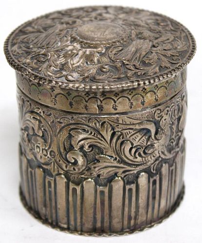 English Sterling Repoussé Container, 1885