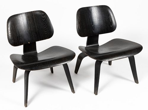 PAIR OF CHARLES AND RAY EAMES FOR EVANS MID-CENTURY MODERN LCW CHAIRS