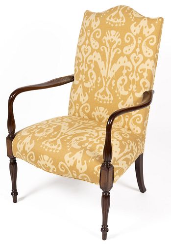 FEDERAL-STYLE INLAID MAHOGANY OPEN ARM CHAIR