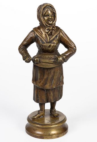 CONTINENTAL SCHOOL (LATE 19TH/EARLY 20TH CENTURY) BRONZE FIGURE OF A MUSICIAN