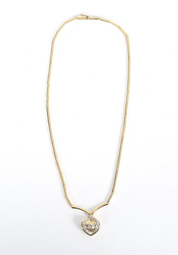18K Yellow Gold 1.15ct Diamond Heart Necklace