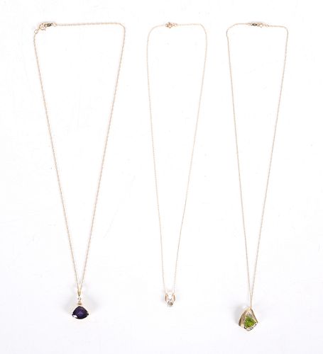 Three Gold and Gemstone Necklaces