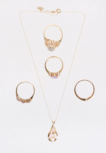 A Group of Gold and Gemstone Jewelry