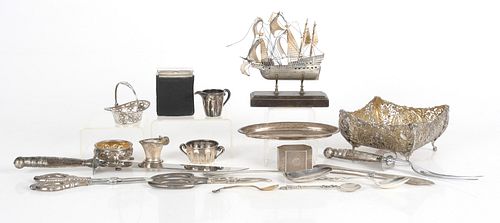 A Group of Assorted Silver Tableware, Etc...