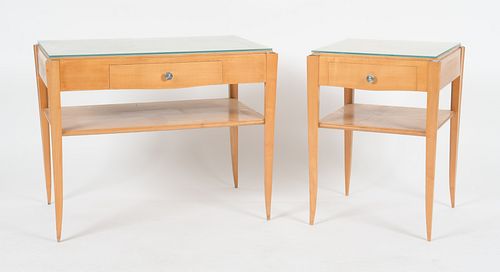 Two French Art Deco Style Cherry Tables