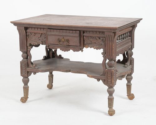 American Oak Library Table, Late 19th Century