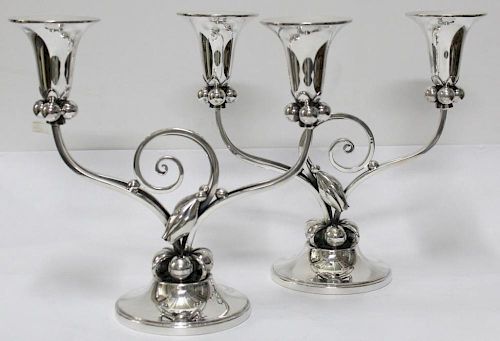 Sterling Candelabra Pair, in the Manner of Alphonse LaPaglia
