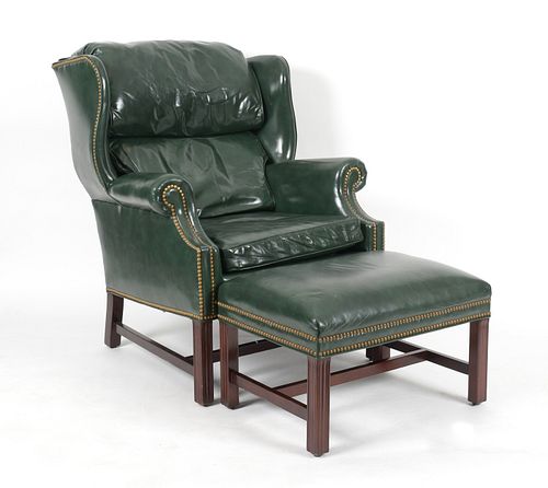 Hancock & Moore Wingback Chair & Ottoman