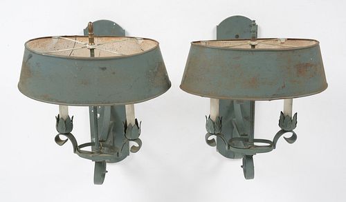 Pair of Painted Iron and Tole Wall Sconces
