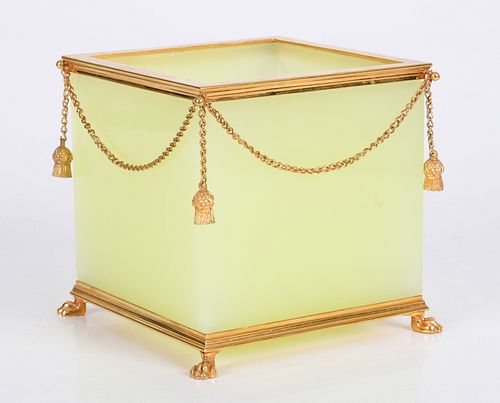 French Gilt Metal Mounted Opaline Cache Pot