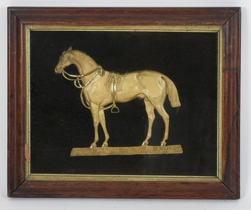 A 19th Century Gilt Bronze Horse In Profile