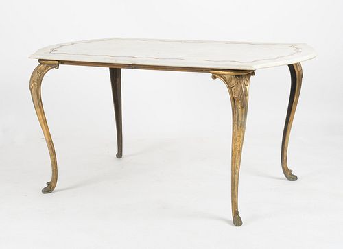 Italian Rococo Style Gilt Bronze and Marble Table