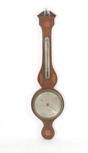 English Inlaid Mahogany Wheel Barometer