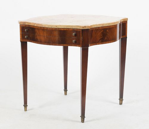 Neoclassical Mahogany and Marble Low Table