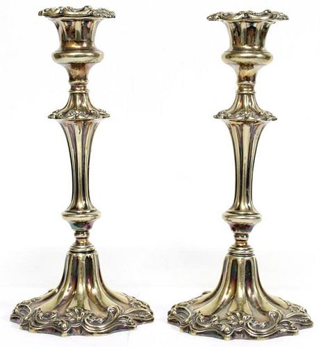 Pair of Sheffield Silver-Plate Candlesticks