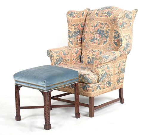 Wingback Chair and Ottoman by Hickory Chair