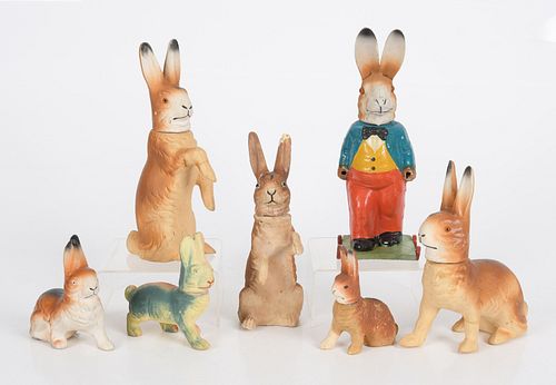 A Group of Vintage Rabbit Form Candy Containers