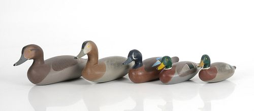 Five Hand-Painted Duck Hunting Decoys