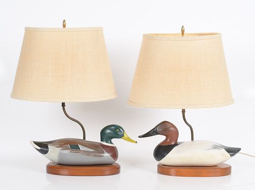 Pair of Madison Mitchell Duck Decoy Lamps