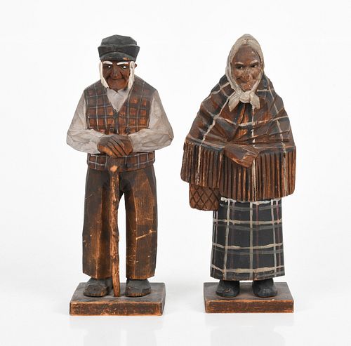 A Pair of Circa 1930 Canadian Folk Art Figures