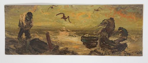 A Seascape with Figures, Dated 1965