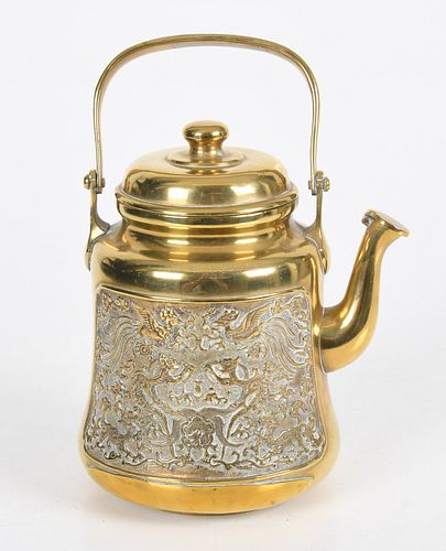 A Chinese Brass Teapot