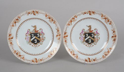 A Pair of Chinese Export Armorial Plates