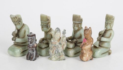A Group of Chinese Soapstone Figures